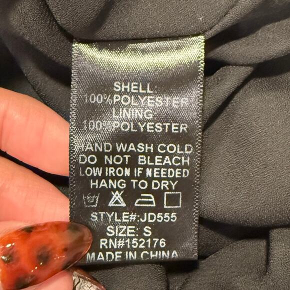 Reset by Jane Black Polka Dot Long Sleeve Mini Dress V Neck Fit Flare Boho Fall - Picture 9 of 11